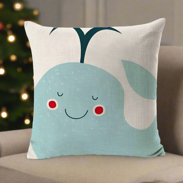 Kids Cartoon Whale Cushion Cover Ocean Sea Animal Throw Pillow Cover