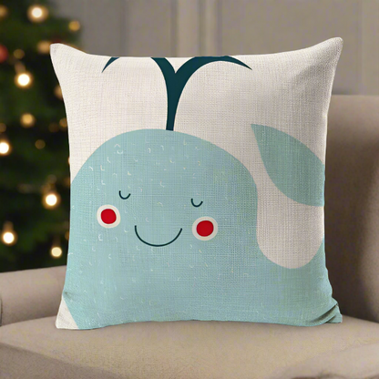 Kids Cartoon Whale Cushion Cover Ocean Sea Animal Throw Pillow Cover