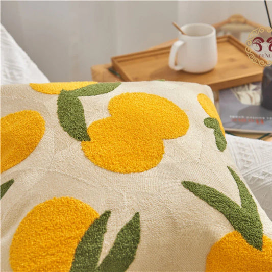 Embroidery Orange Nordic Fruit Throw Pillow Cover