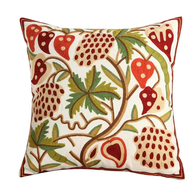 Embroidery Wild Flower Throw Pillow Cover