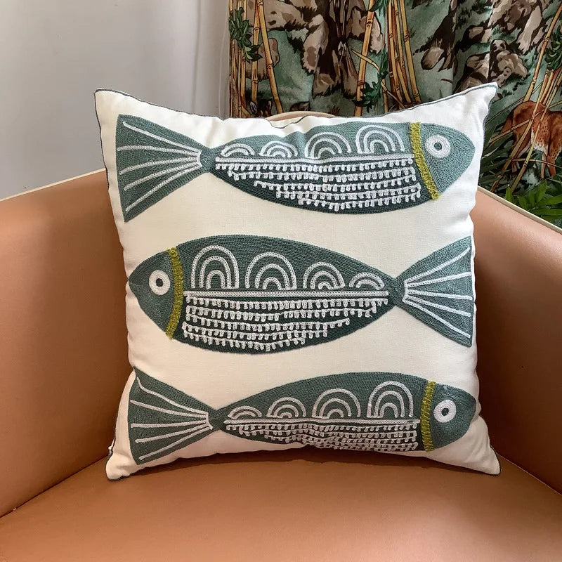 Embroidery Wild Flower Throw Pillow Cover