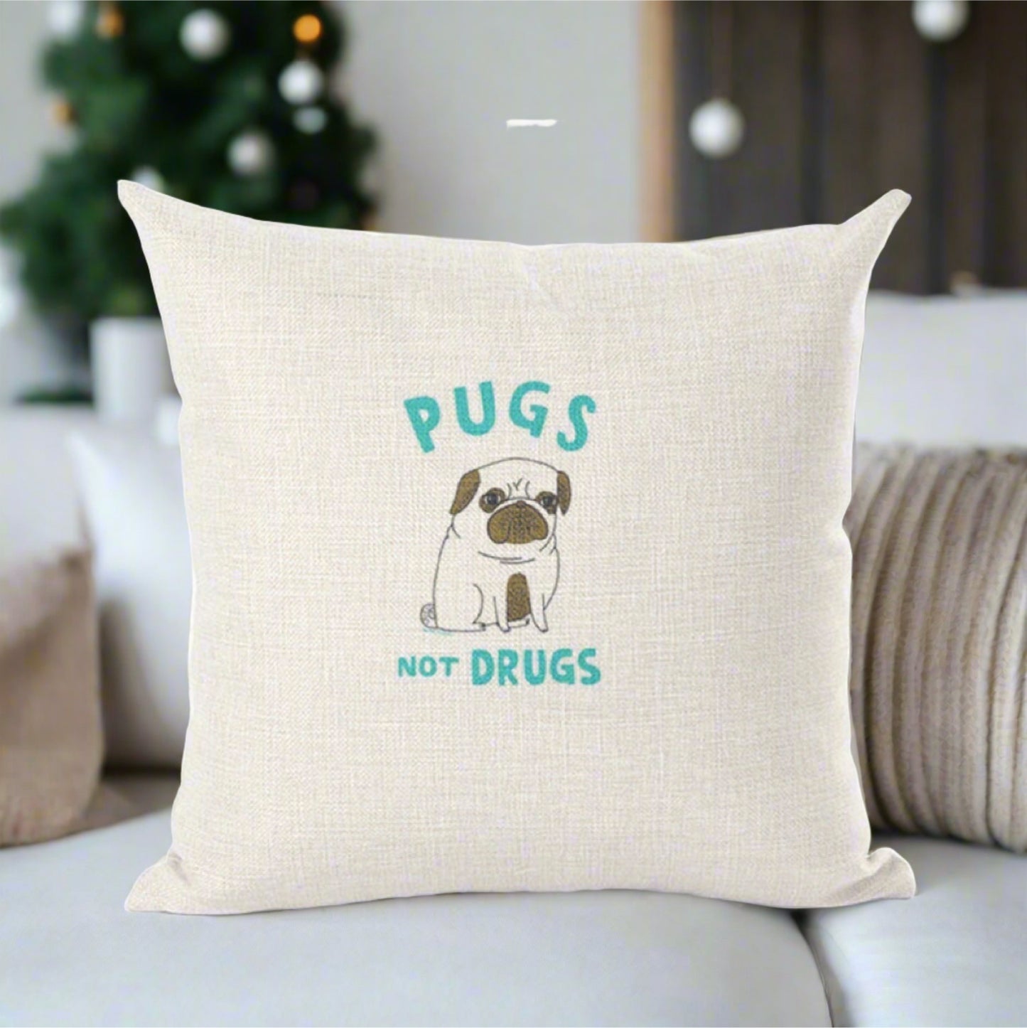Yoga Pug Not Drugs Decorative Throw Pillowcase