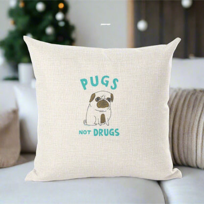 Yoga Pug Not Drugs Decorative Throw Pillowcase
