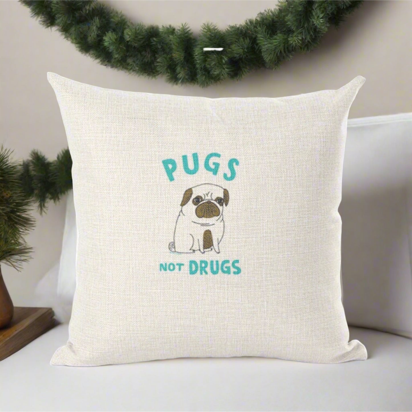 Yoga Pug Not Drugs Decorative Throw Pillowcase