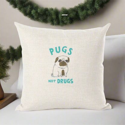 Yoga Pug Not Drugs Decorative Throw Pillowcase