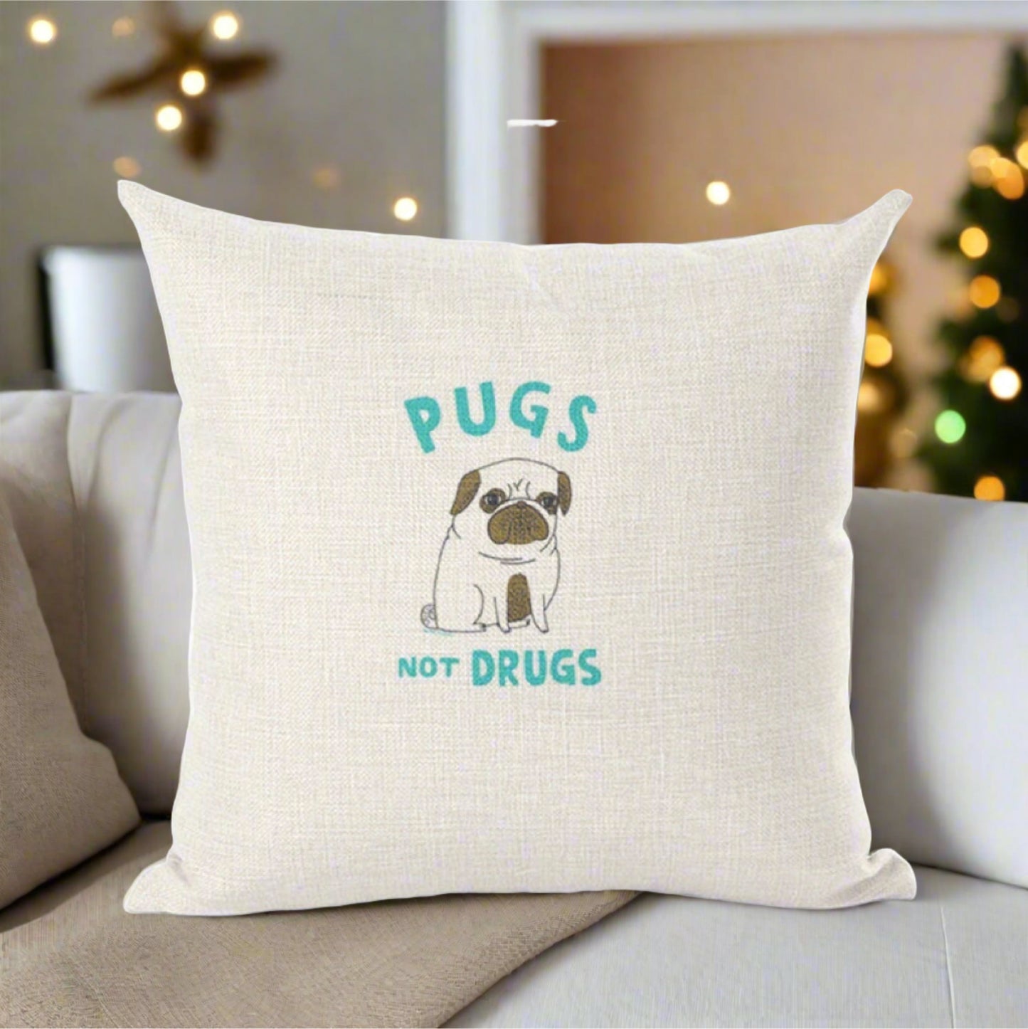 Yoga Pug Not Drugs Decorative Throw Pillowcase