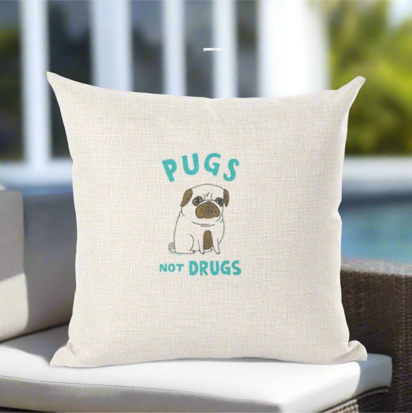 Yoga Pug Not Drugs Decorative Throw Pillowcase