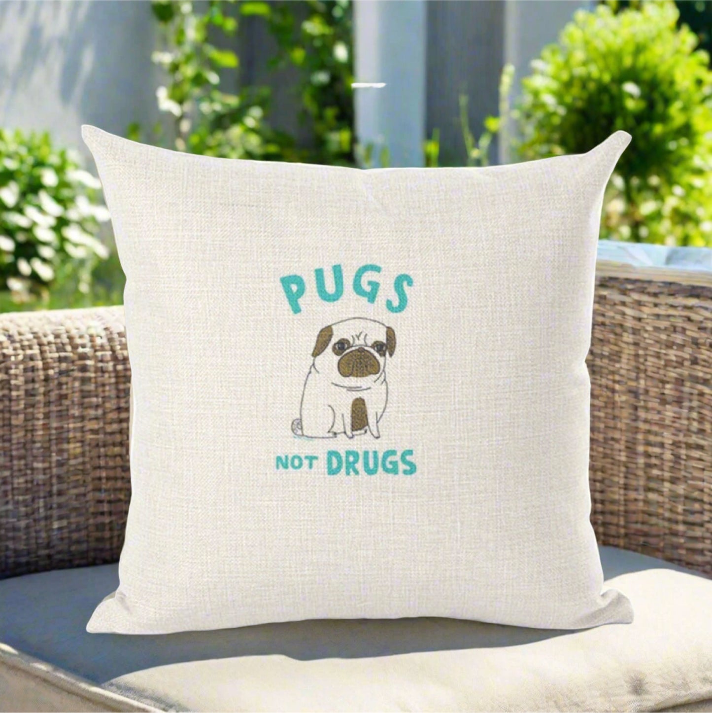 Yoga Pug Not Drugs Decorative Throw Pillowcase
