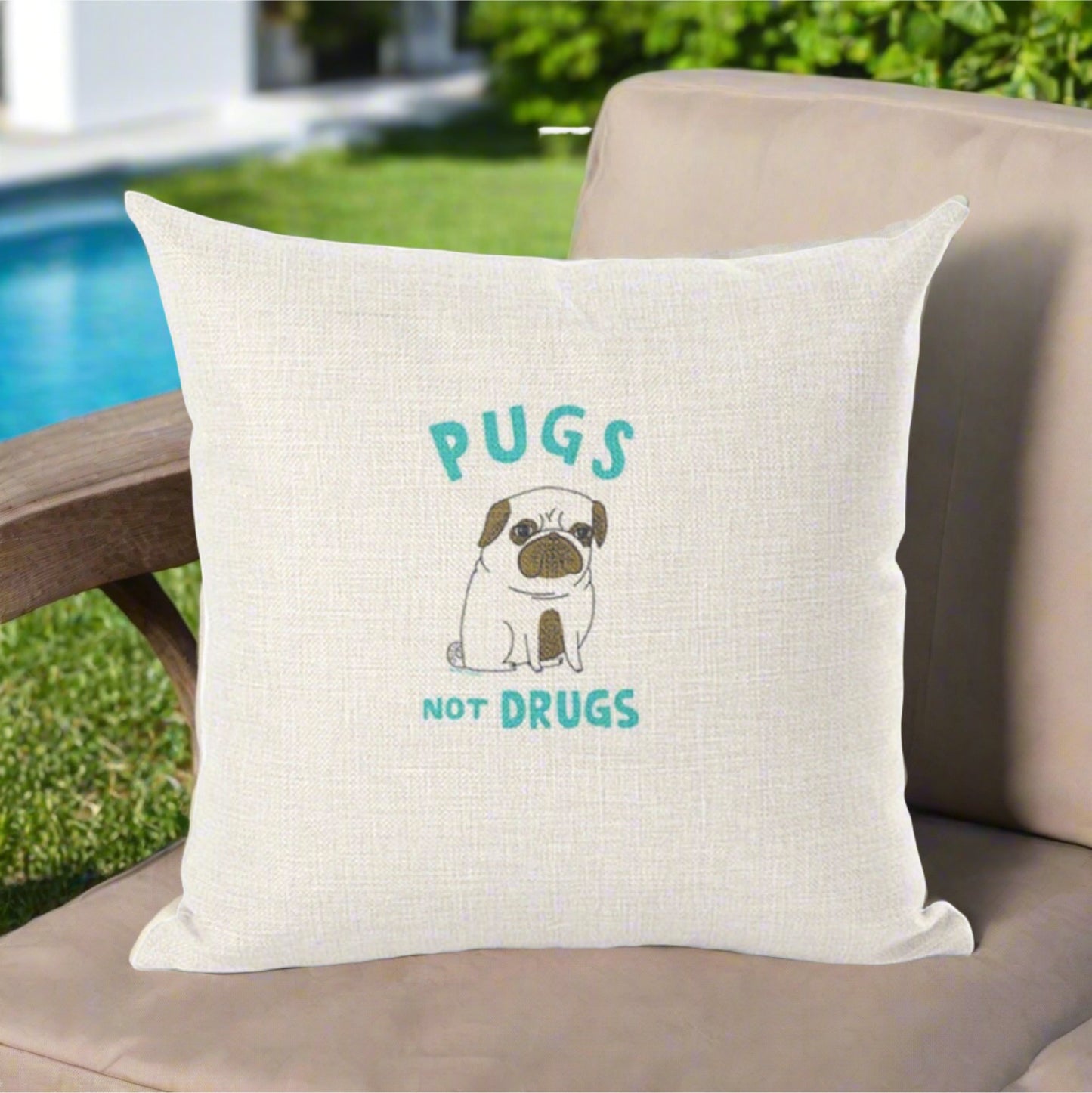 Yoga Pug Not Drugs Decorative Throw Pillowcase