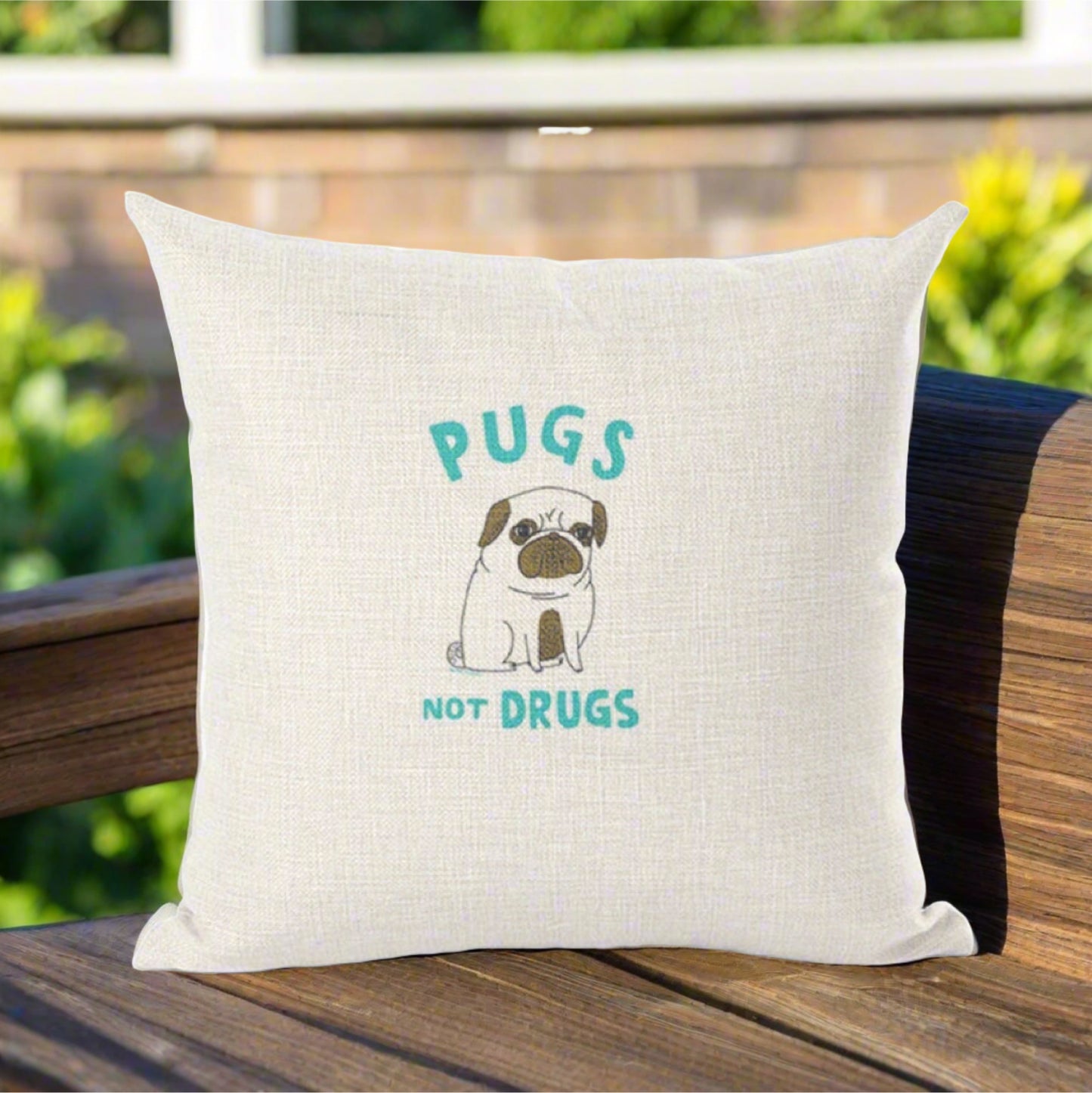 Yoga Pug Not Drugs Decorative Throw Pillowcase