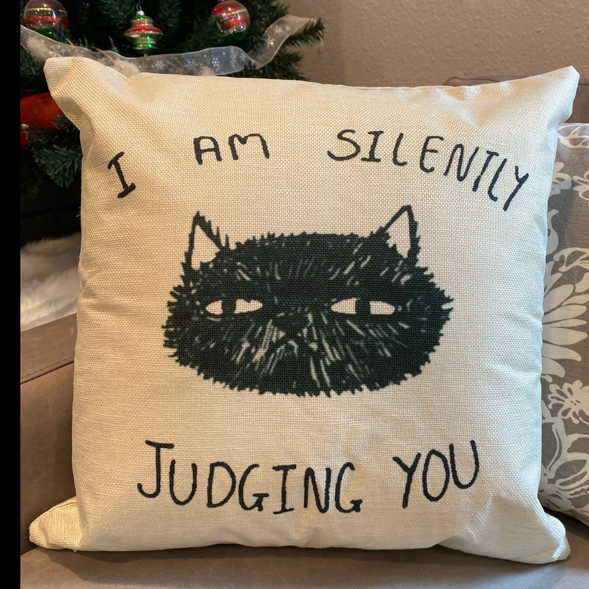 I'm Silently Judging You Black Cat Pillowcase | Throw Pillow Cover