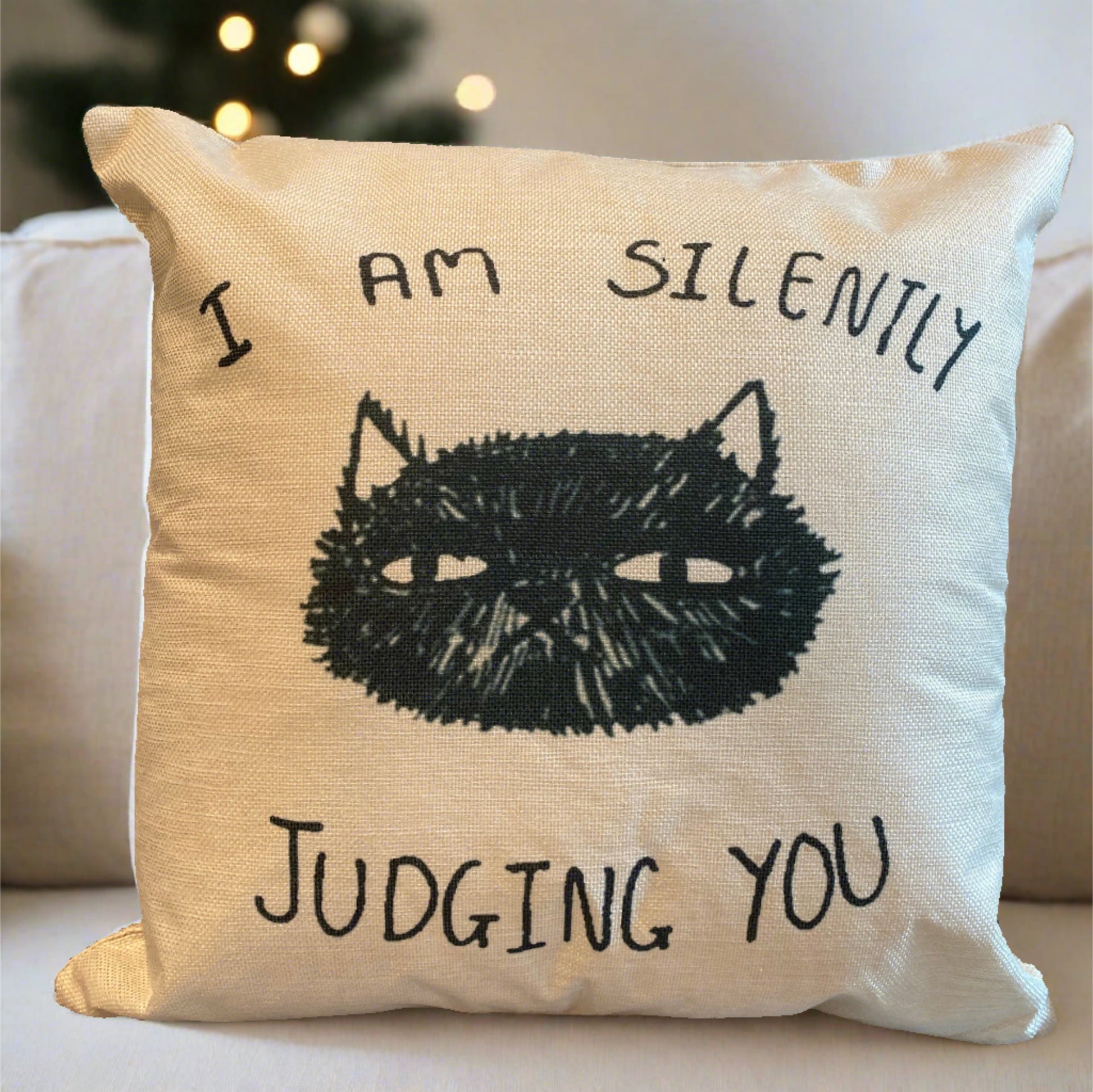 I'm Silently Judging You Black Cat Pillowcase | Throw Pillow Cover