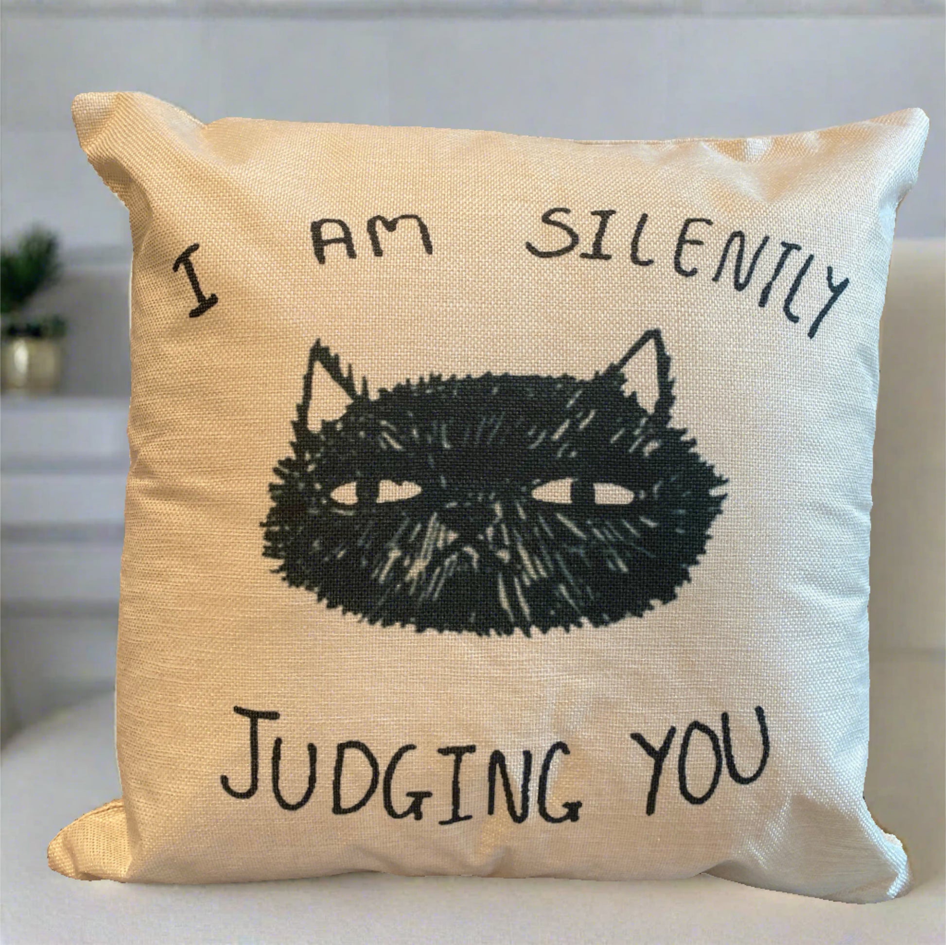 I'm Silently Judging You Black Cat Pillowcase | Throw Pillow Cover