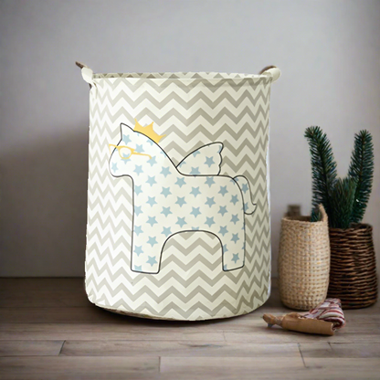 Unicorn Pegasus Blue Star Foldable Laundry Basket