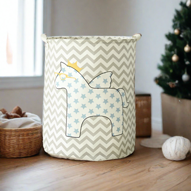 Unicorn Pegasus Blue Star Foldable Laundry Basket