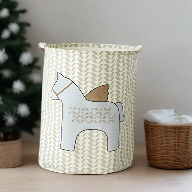Unicorn Pegasus My Horse Blue Rain Drop Foldable Laundry Basket