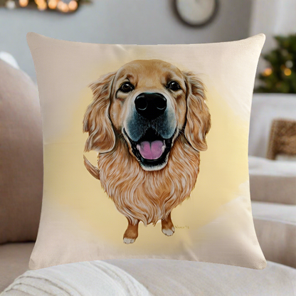 Golden Retriever Yellow Angel Glow Pillow Cover