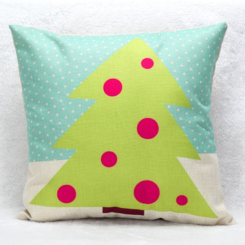 Christmas Tree Light Blue Pillow Cover