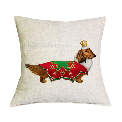 Christmas Dachshund - Red Shirt Pillow Case