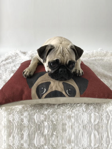 1 - Pug  - Red Pillow Case