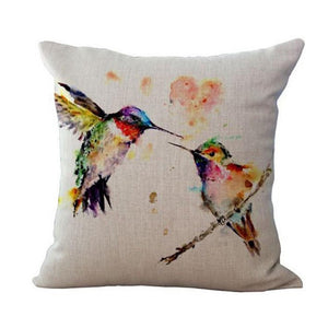 Cute Two Hummingbird Birds Painting Pillow Case
