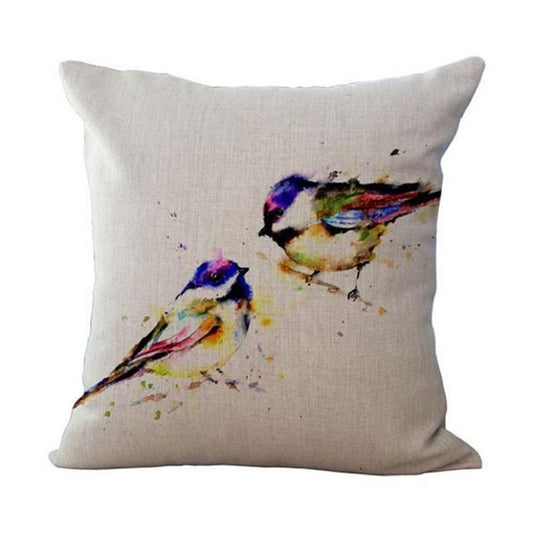Cute Two Birds Animal Print Pillow Cover