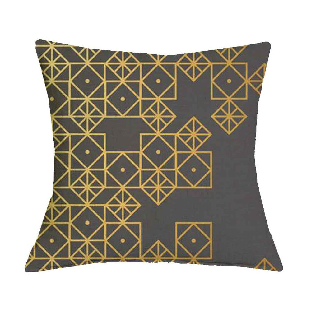 Black and Gold Geometric Graphic Pattern Pillow Cover