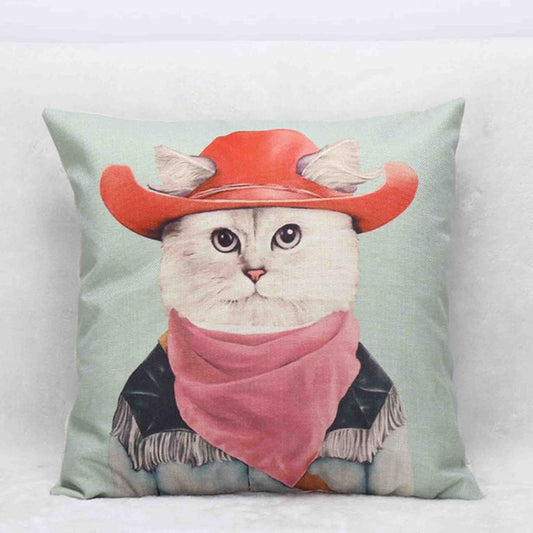 Mr. Animal Cat With Red Hat Pillow Cover