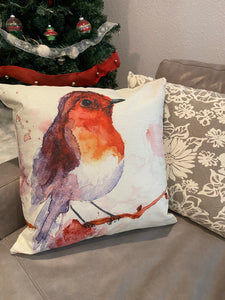 1 - Cute Red Bird Painting Decorative Pillow Case