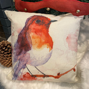 1 - Cute Red Bird Painting Decorative Pillow Case