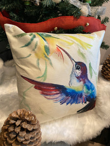 Hummingbird Bird With Flowers Pillow Cover