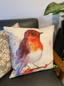1 - Cute Red Bird Painting Decorative Pillow Case