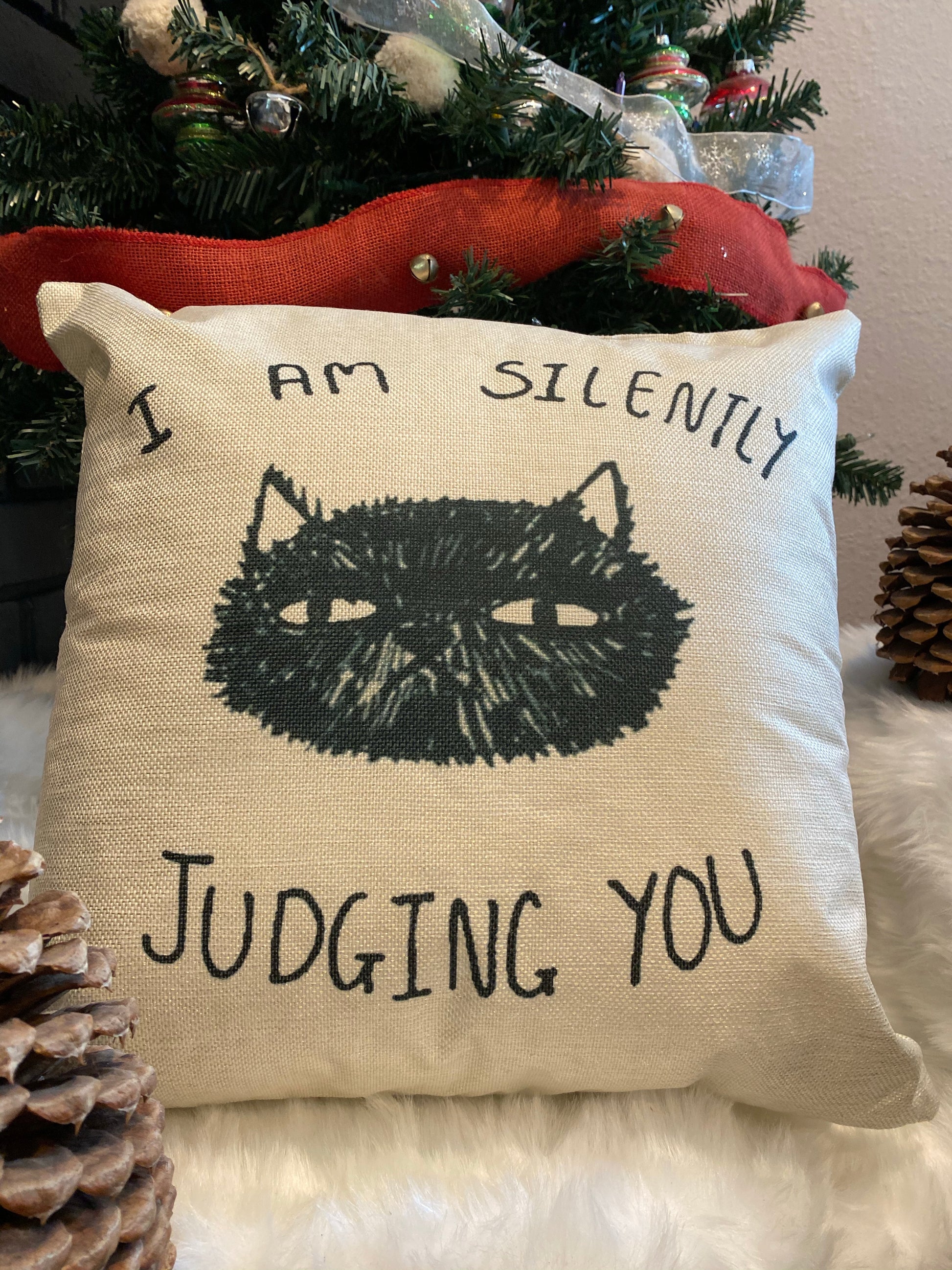 I'm Silently Judging You Black Cat Pillowcase | Throw Pillow Cover