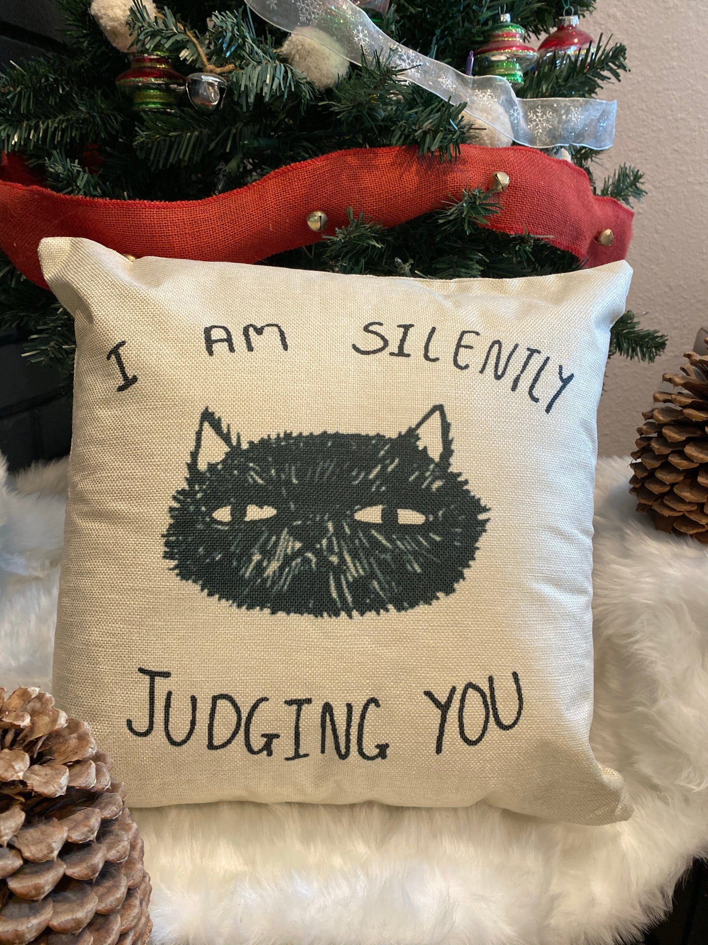 I'm Silently Judging You Black Cat Pillowcase | Throw Pillow Cover