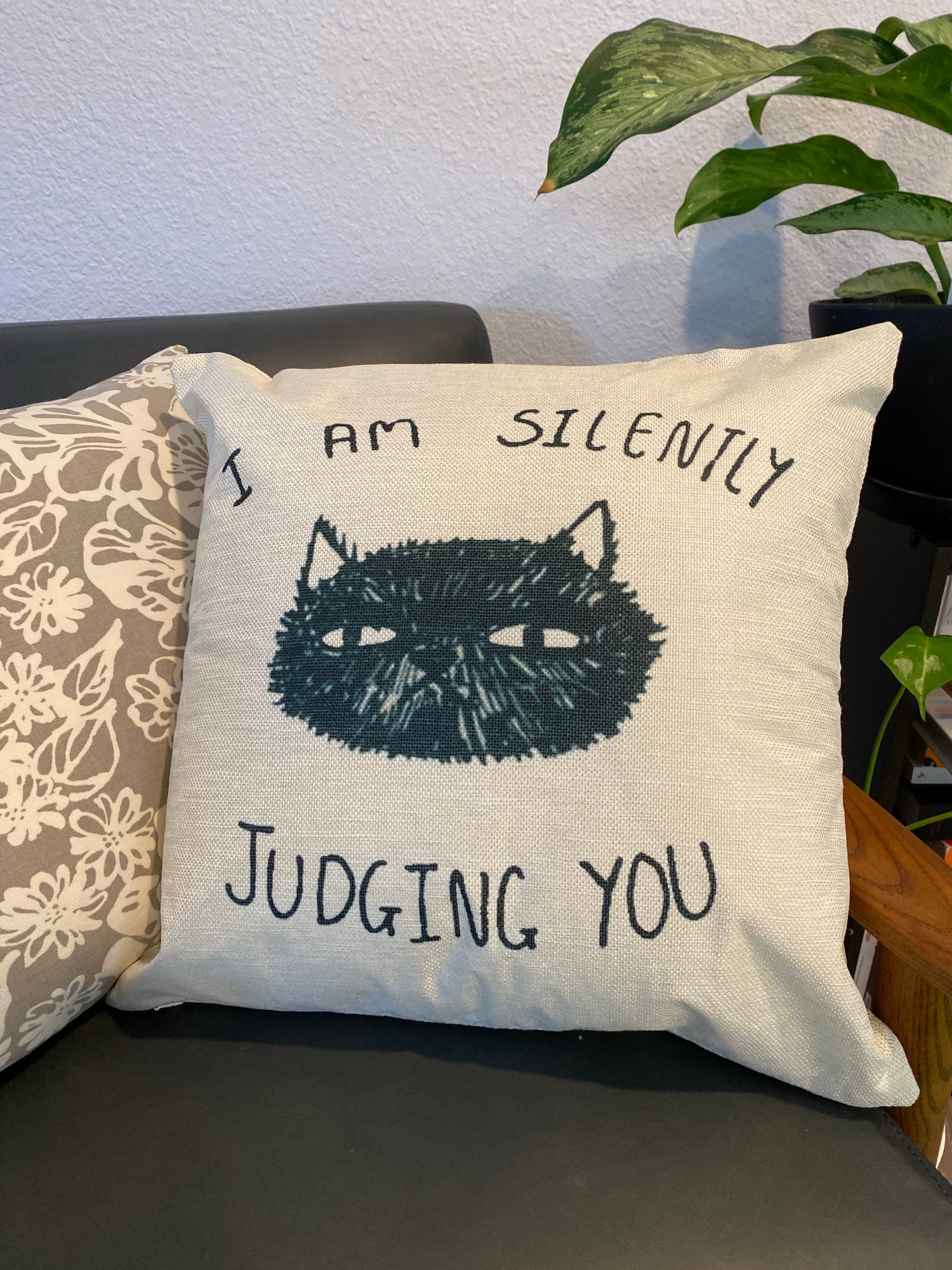 I'm Silently Judging You Black Cat Pillowcase | Throw Pillow Cover