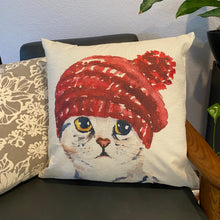 1 - Lovely Black White Cat With Red Hat Pillow Case