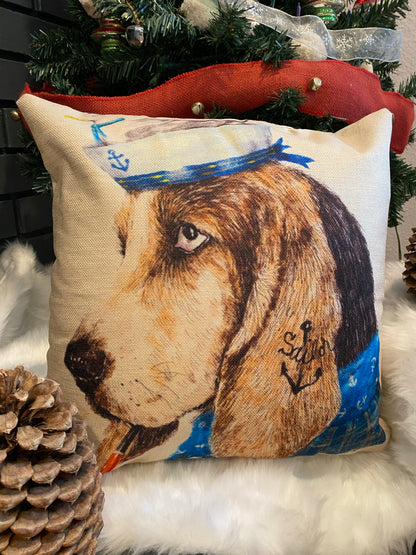 Basset Hound Sailor Pillowcase | Hush Puppies Pillows