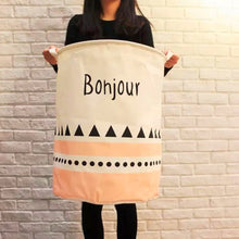 Bonjour Pink And Natural Waterproof Laundry Basket