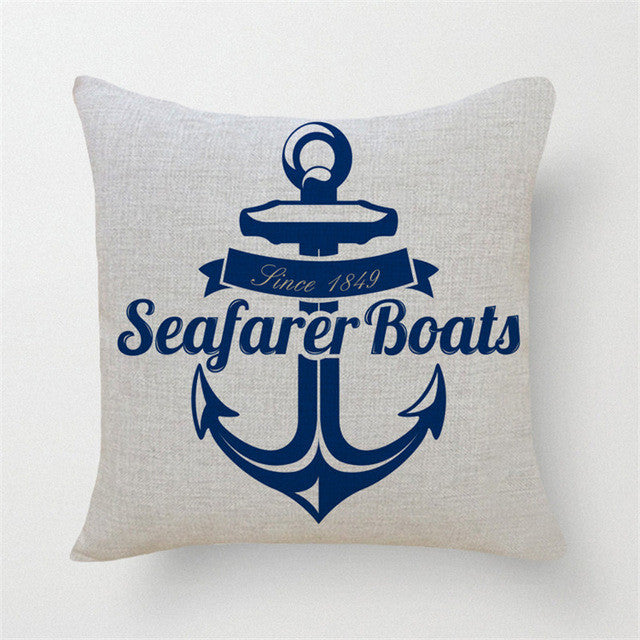 Mediterranean Navy Blue Sea Ocean Anchor Pillow Case