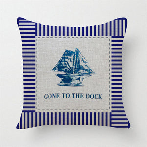 Mediterranean Navy Blue Sea Ocean Ship Pillow Case