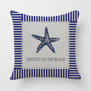 Mediterranean Navy Blue Ocean Sea Star Beach Pillow Case