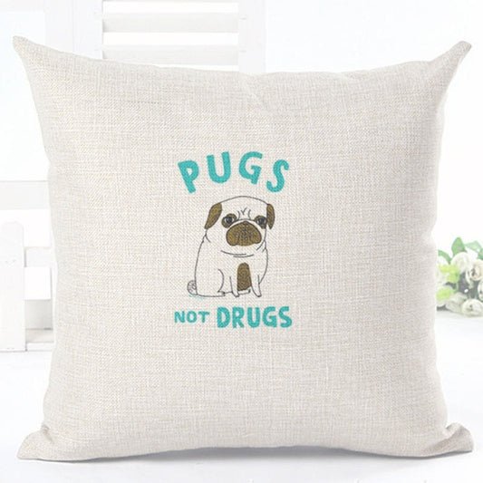 Yoga Pug Not Drugs Decorative Throw Pillowcase