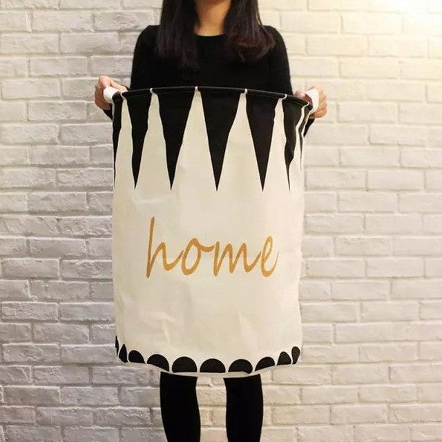 Home Black And White Graphic Waterproof Laundry Basket