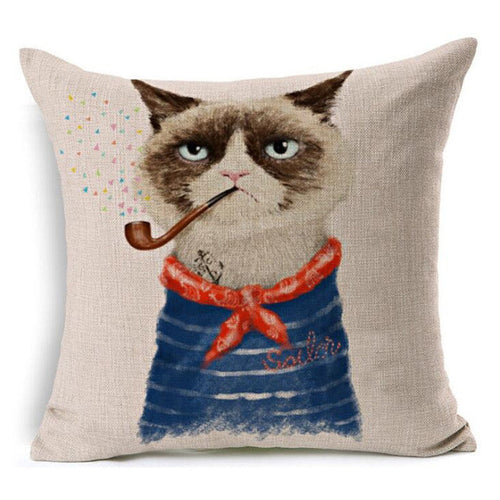 Grumpy Cat Sailor With Pipe Decorative Pillow Case