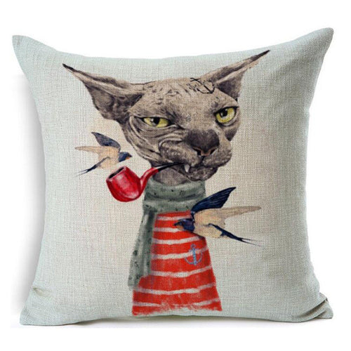 Grumpy Cat Sailor With Pipe And Red Shirt Peeking Decorative Pillowcase