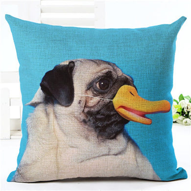 Pug Dog Duck Pillow Cover