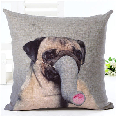 Pug Dog Elephant Pillow Cover