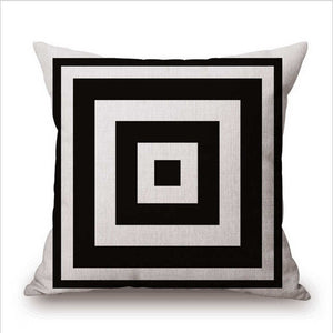 Black and White Center Square Pattern Pillowcase
