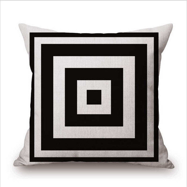 Black and White Center Square Pattern Pillowcase