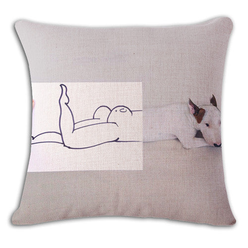 Lady Bull Terrier Funny Pillow Cover